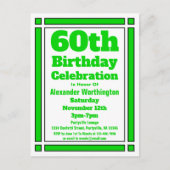 Carte postale Green Geometry 60th Birthday Invitat (Devant)