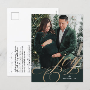 Carte postale Green & Gold Festive Flourish Joy Ho