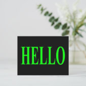 Carte postale Green Hello sur Arrière - plan noir (Debout devant)