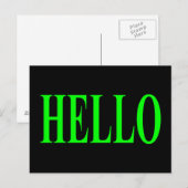 Carte postale Green Hello sur Arrière - plan noir (Devant / Derrière)