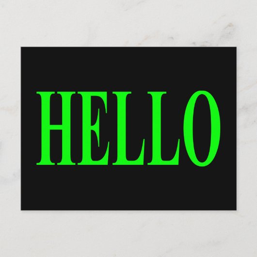 Carte postale Green Hello sur Arrière - plan noir (Devant)