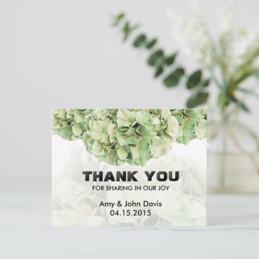 Carte Postale Green hydrangea mariage merci notes hydrangea2 (Debout devant)