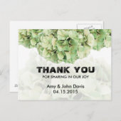 Carte Postale Green hydrangea mariage merci notes hydrangea2 (Devant / Derrière)