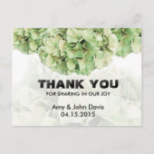 Carte Postale Green hydrangea mariage merci notes hydrangea2 (Devant)