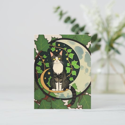 Carte Postale Green Ivy Nature Chats Kitty Chat Vert Feuilles (Debout devant)