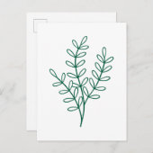 Carte Postale Green line art delicate leaves (Devant / Derrière)