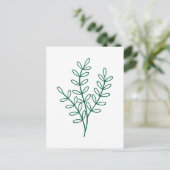 Carte Postale Green line art delicate leaves (Debout devant)