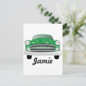 Carte Postale Green Mean Retro Voiture Boy's Birthday (Debout devant)