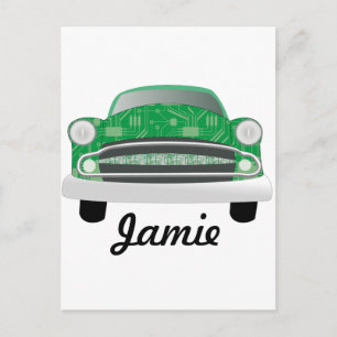 Carte Postale Green Mean Retro Voiture Boy's Birthday