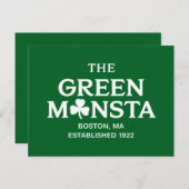 Carte Postale Green Monsta Boston Green Monstah cadeau de baseba (Devant / Derrière)