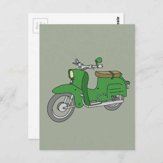 Carte Postale Green Motorscooter "Schwalbe" (Devant / Derrière)