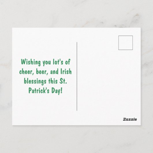 Carte Postale Green Orange St. Patrick's Day (Dos)