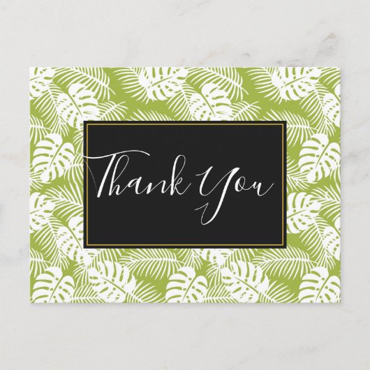 Carte Postale Green Palm Feuille Rainforest Motif Merci (Devant)