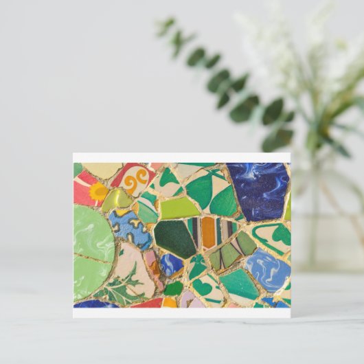 Carte Postale Green Parc Guell Tiles à Barcelone Spain (Debout devant)