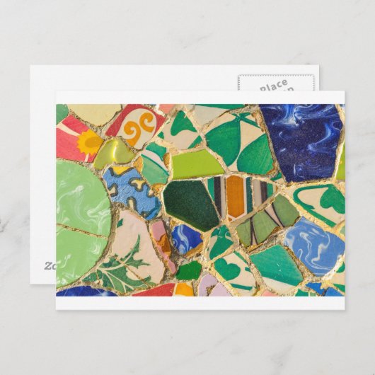 Carte Postale Green Parc Guell Tiles à Barcelone Spain (Devant / Derrière)