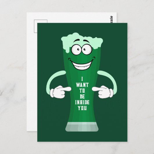 Carte Postale Green Patrick's Beer Drôle Dire Patrick's Day (Devant / Derrière)