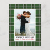 Carte Postale Green Plaid Classic One Photo Holiday (Devant)