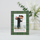 Carte Postale Green Plaid Classic One Photo Holiday (Debout devant)