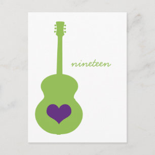 Carte Postale Green/Purple Guitar Heart Table 2