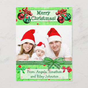Carte postale Green & Red Christmas Family Photo