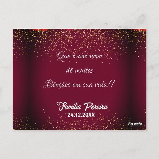 Carte Postale Green & Red Feliz Natal Photo Noël (Dos)