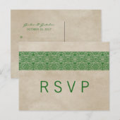 Carte postale Green Rustic Lace RSVP (Devant / Derrière)