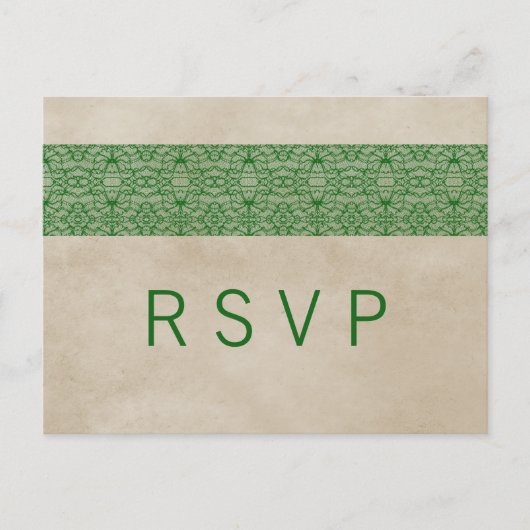Carte postale Green Rustic Lace RSVP (Devant)