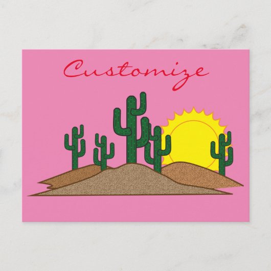 Carte Postale Green Saguaro Cactus Desert Sunrise Thunder_Cove (Devant)