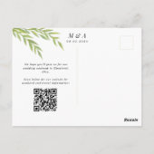 Carte Postale Green Simple Branch Photo Fiançailles Enregistrer  (Dos)