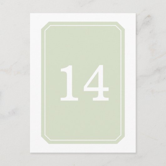 Carte postale Green Simply Elegant Numéro de table (Devant)