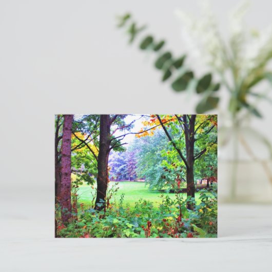 Carte Postale Green Space Trees Nature Misty Meadow (Debout devant)