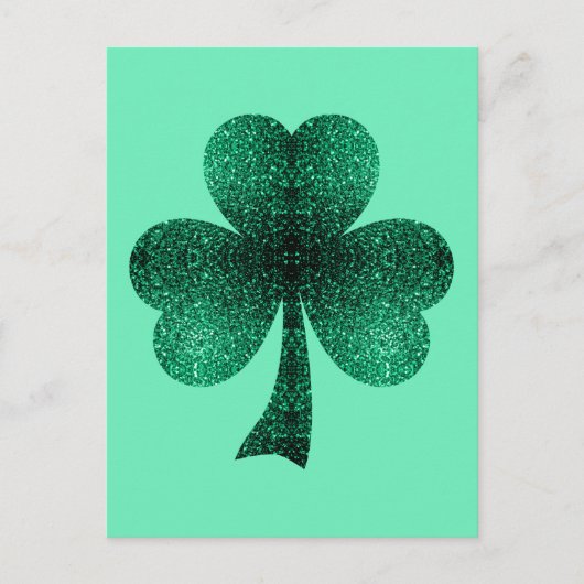 Carte Postale Green Sparkles Shamrock St Patrick' Day turquoise (Devant)