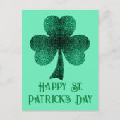 Carte Postale Green Sparkly Shamrock St. Patrick's Day turquoise (Devant)
