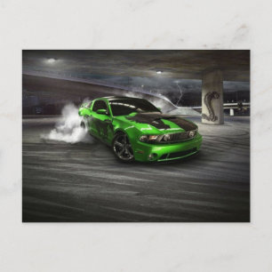 Carte Postale Green Sports Car Postcard