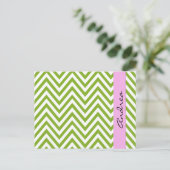Carte Postale Green Zigzag, Green Chevron, Votre Nom (Debout devant)