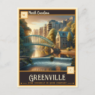 Carte Postale Greenville, Caroline du Nord VINTAGE
