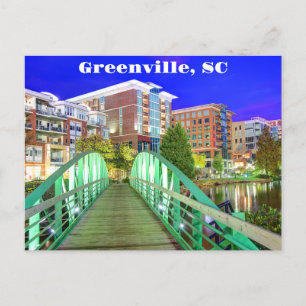 Carte Postale Greenville, Caroline du Sud Reedy River à la nuit