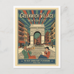 Carte Postale Greenwich Village NYC Rétro 1950s