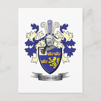 Carte Postale Greer Family Crest Coat of Arms