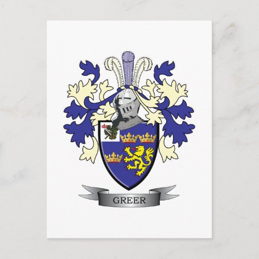 Carte Postale Greer Family Crest Coat of Arms (Devant)