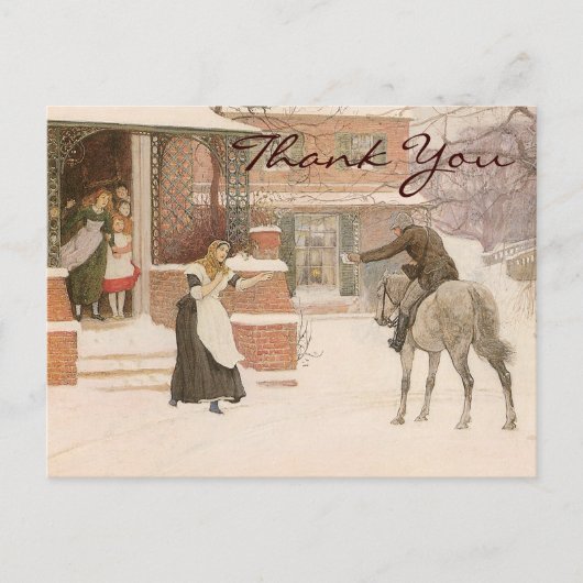 Carte Postale Greeting the Postman by Robert Macbeth, Thank You (Devant)