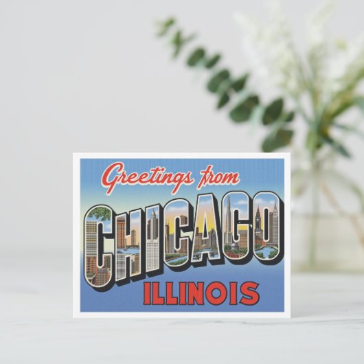 Carte Postale Greetings from Chicago IL (Debout devant)
