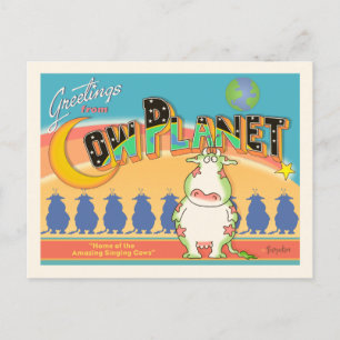 CARTE POSTALE GREETINGS FROM COW PLANET