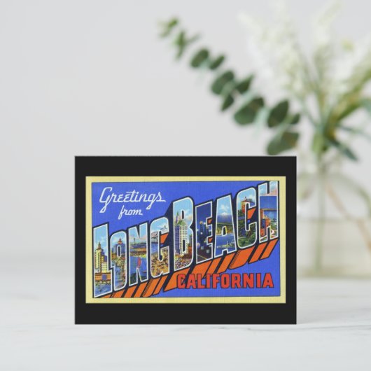 Carte Postale Greetings from Long Beach California (Debout devant)