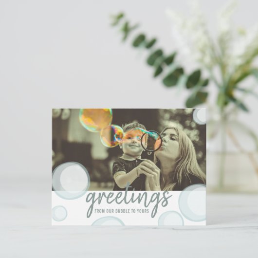 Carte Postale Greetings From Our Bubble Social Distance Photo (Debout devant)