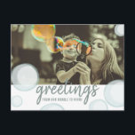 Carte Postale Greetings From Our Bubble Social Distance Photo<br><div class="desc">Bubble themed quarantine social distance cing with custom photo. Front says,  "Greetings from our bubble to yours" Personalize the back with a message.</div>