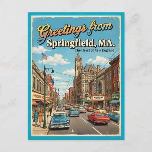 Carte postale Greetings From Springfield MA, année (Devant)