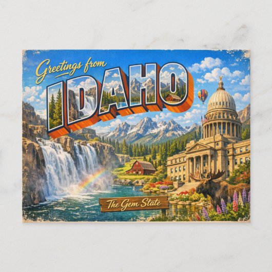 Carte Postale Greetings From State Postcard  (Devant)