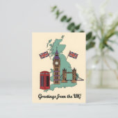 Carte Postale Greetings from the UK British Landmarks Travel (Debout devant)