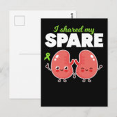 Carte Postale Greffe d'organe de rein de réserve (Devant / Derrière)